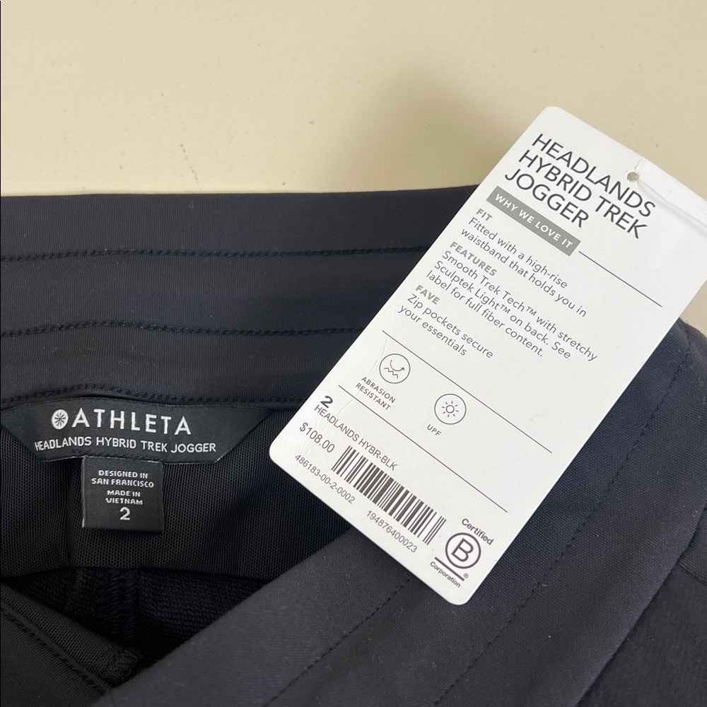 NWT Athleta Women’s Headlands Hybrid Trek High Rise Jogger Black Size 2 - Picture 10 of 11